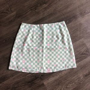 Princess Polly Checkered Micro Mini Skirt Sage Size 4